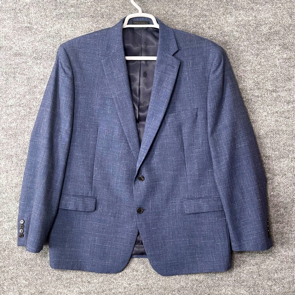 LAUREN RALPH LAUREN Men's Blue Wool Linen Blend Suit Jacket‎ Blazer Size 46R